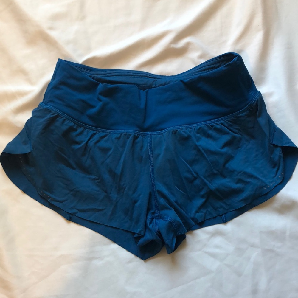 Blue lululemon race shorts